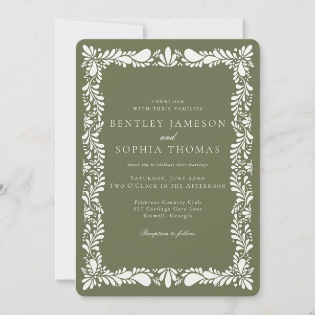 Invitation Carrelage Talavera Vert Espagne Mariage Fiesta (Devant)