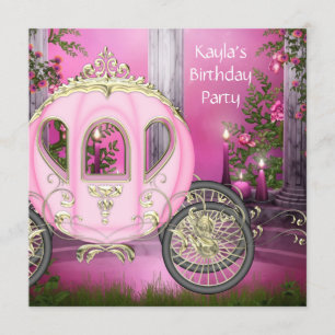 Invitation Carriage Pink Princess Anniversaire