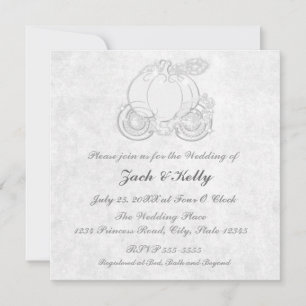 Invitation Carrosse Cendrillon Blanc & Argent