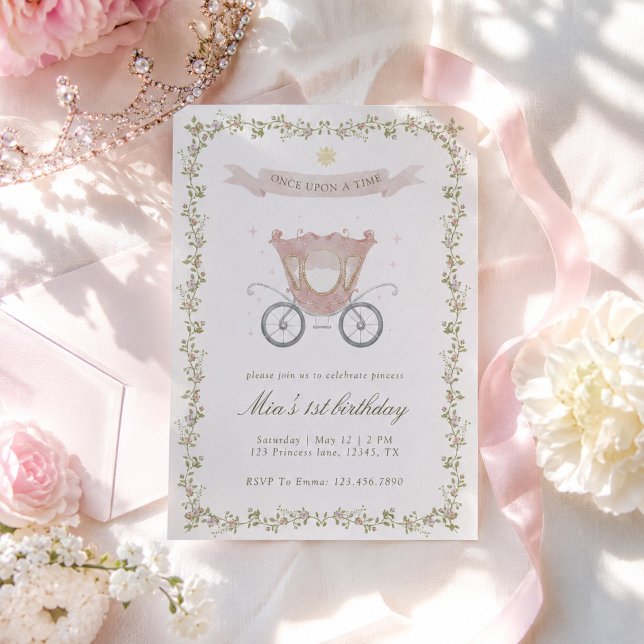Invitation Carrosse de Princesse Il était une fois 1er annive (Créateur téléchargé)