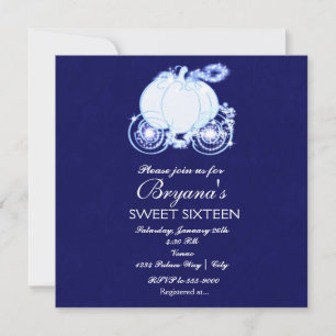 Invitation Carrosse Princesse Bleu Royal Cendrillo