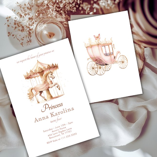 Invitation Carrousel de conte de fées d'anniversaire de princ (Créateur téléchargé)