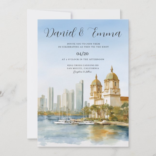 Invitation Cartagena Colombia Skyline Wedding (Devant)