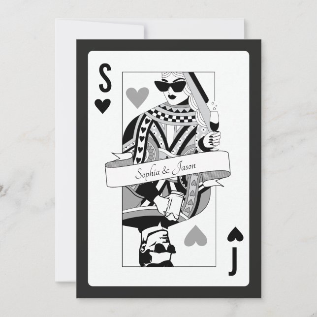 Invitation Carte à Jouer Roi Reine (Devant)