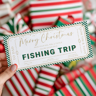 Invitation Carte-cadeau de bon de voyage de pêche verte pour