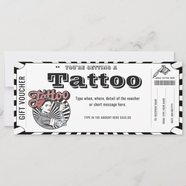 Invitation Carte-cadeau de certificat de tatouage personnalis (Devant)