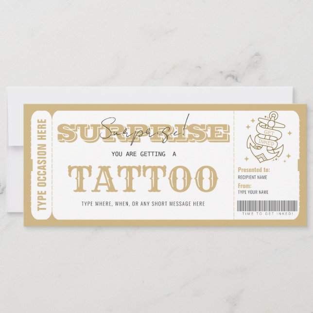 Invitation Carte-cadeau de certificat de tatouage surprise pe (Devant)