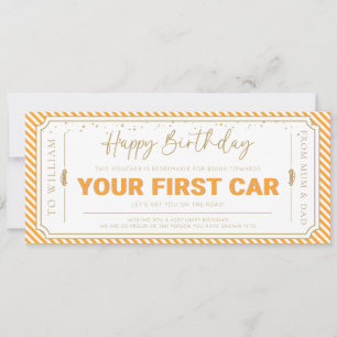 Invitation Carte-cadeau de voucher pour première voiture Oran