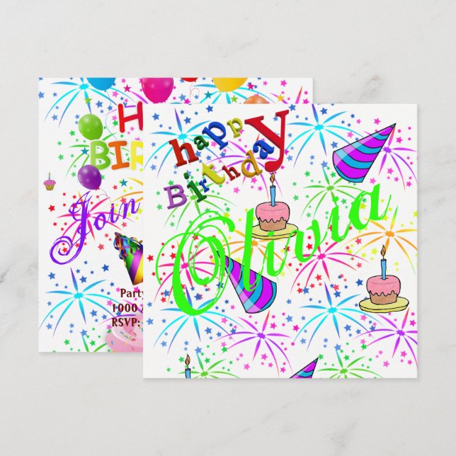 Invitation Carte d'anniversaire (Devant / Derrière)