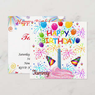 Invitation Carte d'anniversaire Cupcake Rose