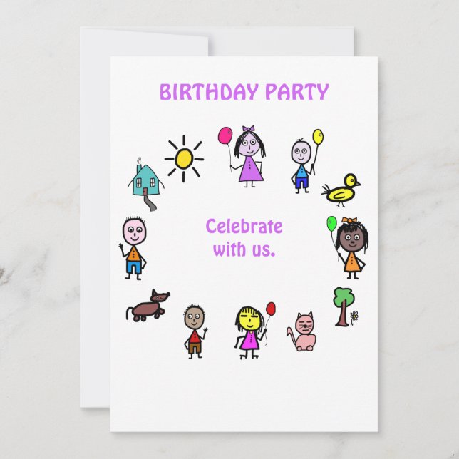 Invitation Carte d'anniversaire Enfants du Monde (Devant)
