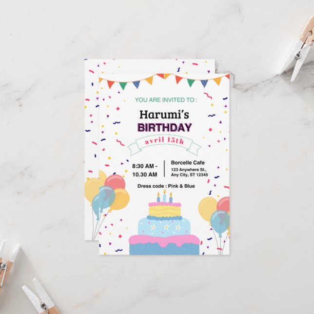 Invitation "Carte d'invitation" (Devant/Arrière en situation)