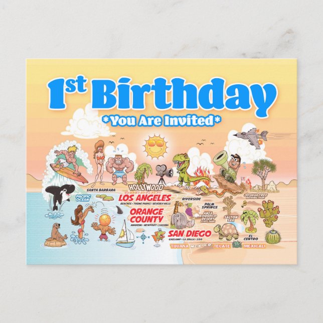 Invitation Carte Postale 1er anniversaire SoCal (Devant)
