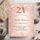 Invitation Carte Postale 21e anniversaire rose rose rose rose rose rose par<br><div class="desc">Pour une soirée élégante de 21ème anniversaire. Arrière - plan de dégradé rose vif. Décoré avec de la poussière de parties scintillant en faux or rose. Personnalisez et ajoutez un nom et des détails du parti. Le nom est écrit avec un script de style écrit à la main. Le numéro...</div>