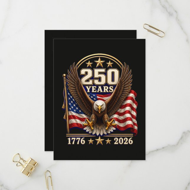 Invitation Carte Postale 250 Ans d'Amérique Anniversaire 250e (Devant/Arrière en situation)