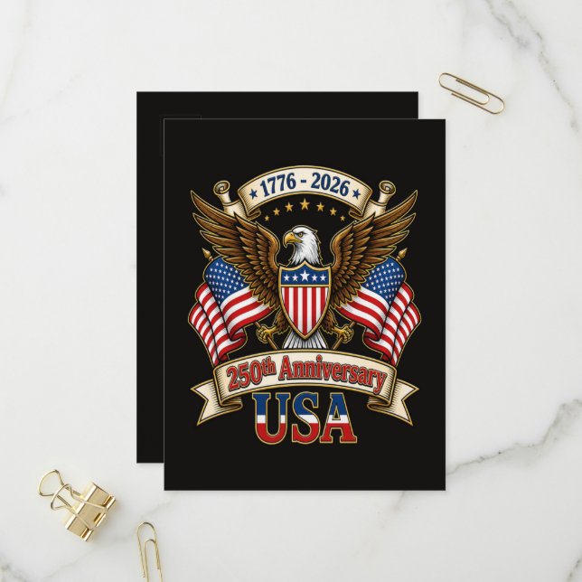 Invitation Carte Postale 250e anniversaire des États-Unis (Devant/Arrière en situation)