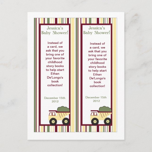 Invitation Carte Postale 2 Baby shower Signets de la zone de construction (Devant)
