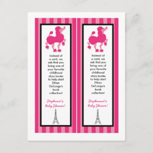 Invitation Carte Postale 2 marque-pages de caniche de Tour Eiffel rose de