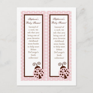 Invitation Carte Postale 2 marques de livre rose Ladybug
