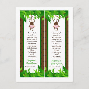 Invitation Carte Postale 2 Marques de livre Singe Swing Jungle Safari Zoo A