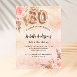 Invitation Carte Postale 30e anniversaire pampas herbe fleurs d'or rose<br><div class="desc">Un arrière - plan doré rose,  rose rousse,  dégradé rustique . Décoré de fleurs roses d'or et de rose,  de roses,  d'herbe de pampas. Personnalisez et ajoutez un nom et des détails du parti. Le numéro 30 est écrit avec une police de style ballon.</div>