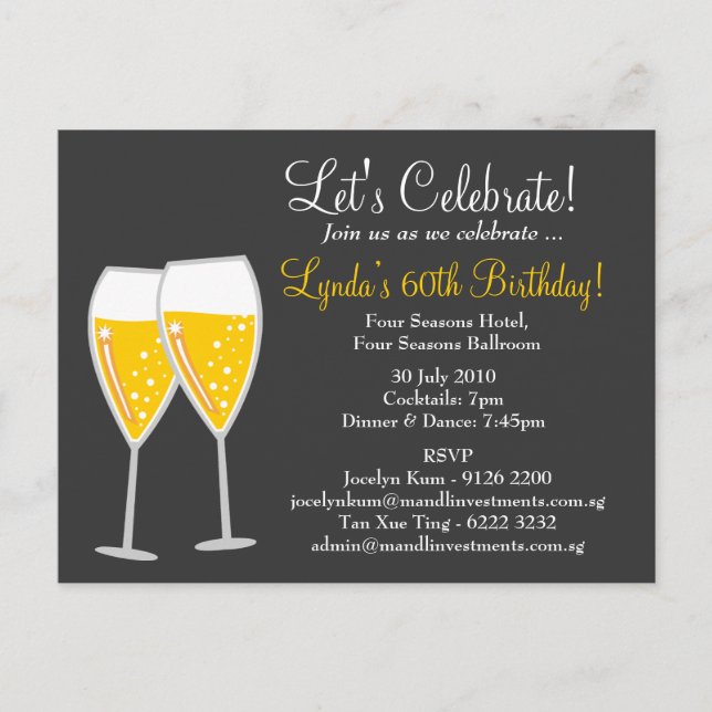 INVITATION CARTE POSTALE 311-CHAMPAGNE CÉLÉBRATION GRAY (Devant)