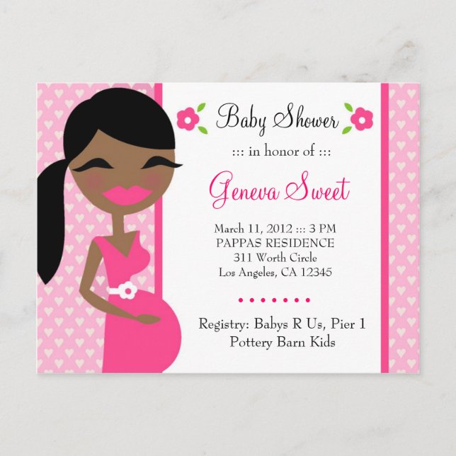 Invitation Carte Postale 311 Mommy to Be African American Pink (Devant)
