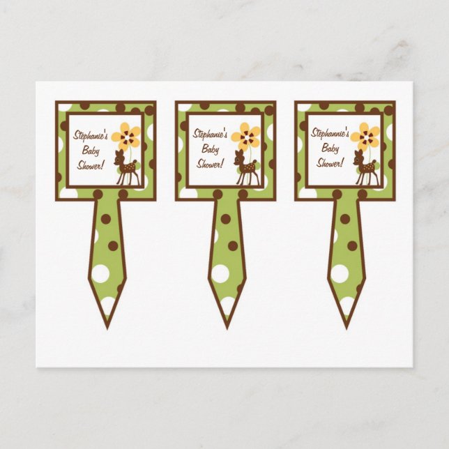 Invitation Carte Postale 3 Coupe Cake Pics Forêt Amis Cerf (Devant)