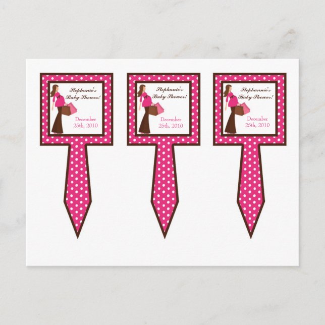 Invitation Carte Postale 3 Coupe Cake Pictures Pink Mod Maman Pois (Devant)