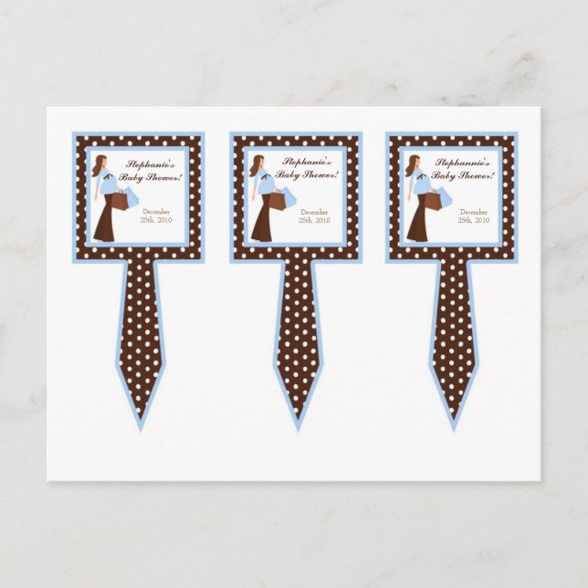 Invitation Carte Postale 3 Coupe Cuisson de gâteau Blue Mod Maman Pois (Devant)