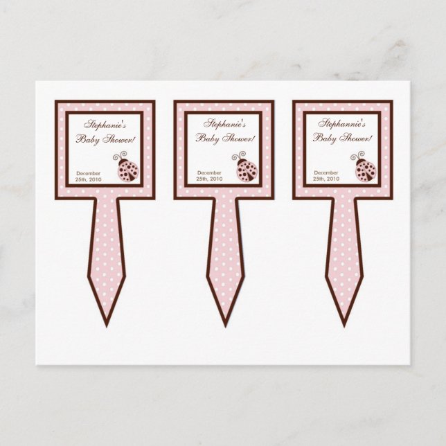 Invitation Carte Postale 3 Coupe de gâteau Pictures rose Ladybug (Devant)