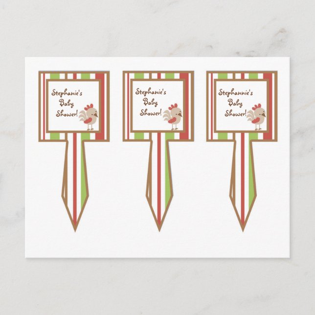 Invitation Carte Postale 3 Cup Cuisson de gâteau Rouge Grange de ferme (Devant)