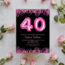 40e anniversaire Black Pink Balloons Parties scint