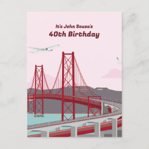 Invitation Carte Postale 40e anniversaire Pont de Lisbonne au coucher du so