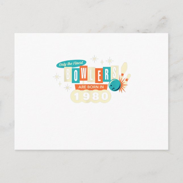 Invitation Carte Postale 40e Anniversaire Quilleur Drôle Quilles 1980 Vinta (Devant)