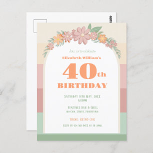 Invitation Carte postale 40e anniversaire rétro ro