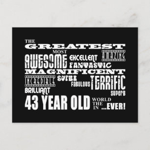 Invitation Carte Postale 43e fête d'anniversaire Plus grande quarante-trois