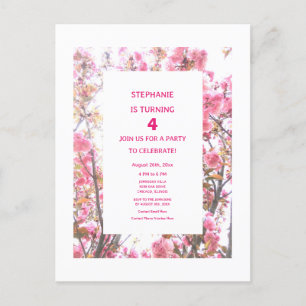 Invitation Carte Postale 4e anniversaire Floral Quatrième âge personnalisé 