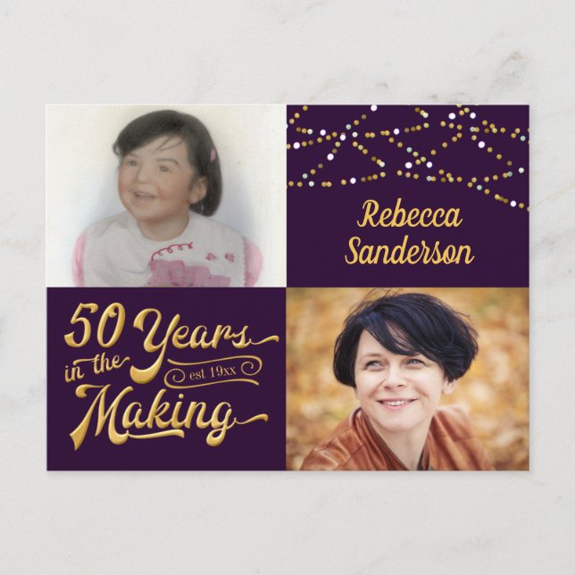 Invitation Carte Postale 50e anniversaire 50 ans dans la fabrication (hier  (Devant)