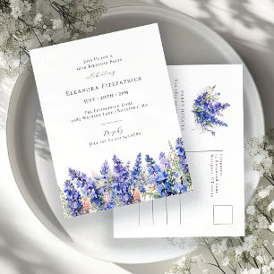 Invitation Carte Postale 50e anniversaire Bleu Larkspur Juillet Fleur de na