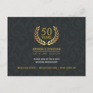 Invitation Carte Postale 50e Anniversaire de Mariage d'or ajouter la photo
