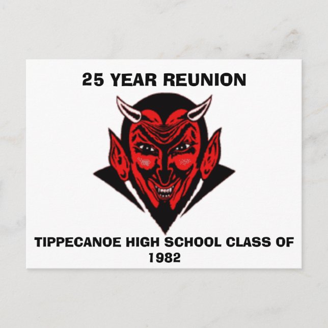 INVITATION CARTE POSTALE 555, TIPPECANOE CLASSE D'ÉCOLE SECONDAIRE DE 1982, (Devant)