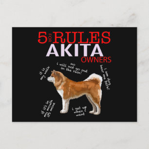 Invitation Carte Postale 5 Rules for Akita Owners tee