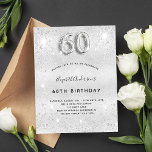 Invitation Carte Postale 60e anniversaire argent scintille glamour élégant<br><div class="desc">Une invitation moderne, élégante et glamour pour un 60ème anniversaire. Un arrière - plan faux argenté, décoré de poussière de parties scintillant. Personnalisez et ajoutez votre nom et les détails de votre fête. Le numéro 60 est écrit avec une police de style ballon, script. Retour : arrière - plan argent,...</div>