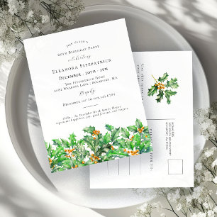 Invitation Carte Postale 60e anniversaire Holly Décembre Mois de naissance 