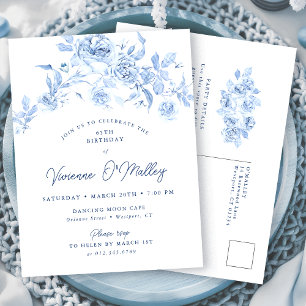Invitation carte postale 65e anniversaire Floral b