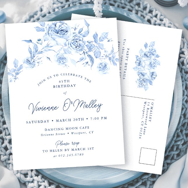 Invitation carte postale 65e anniversaire Floral b (Créateur téléchargé)
