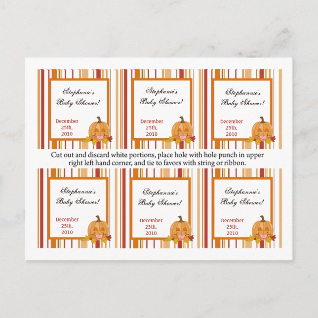 Invitation Carte Postale 6 Favoriser les étiquettes Automne Automne Citroui (Devant)