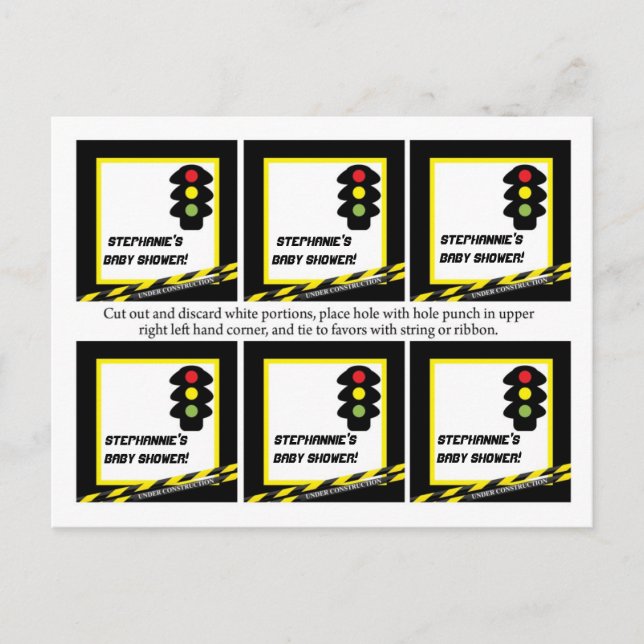 Invitation Carte Postale 6 Favoriser les étiquettes Construction (Devant)