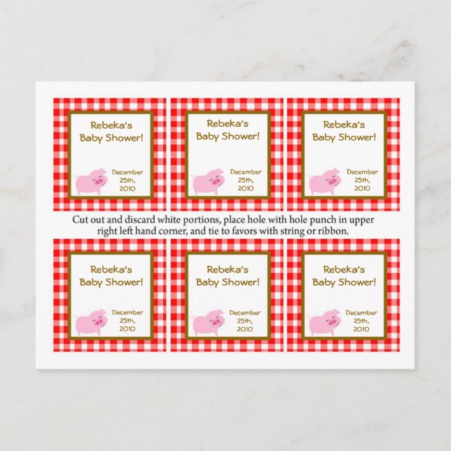 Invitation Carte Postale 6 Favoriser les étiquettes Red Barn Farm Animals (Devant)